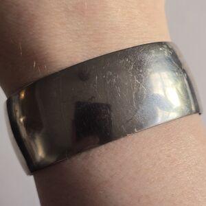 Wide cuff bracelet silver tone jewelry